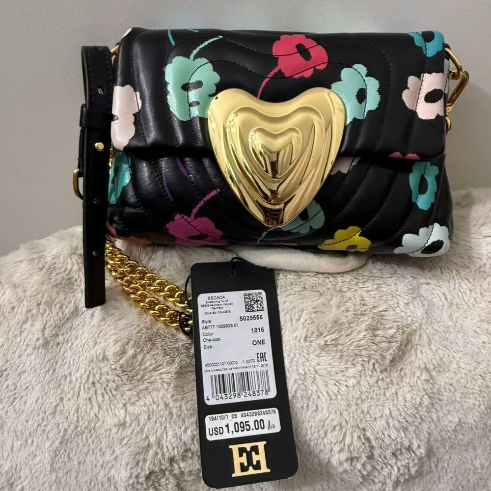 Luxurious ESCADA Made in Italy Quilted Leather Clutch / Crossbody Bag